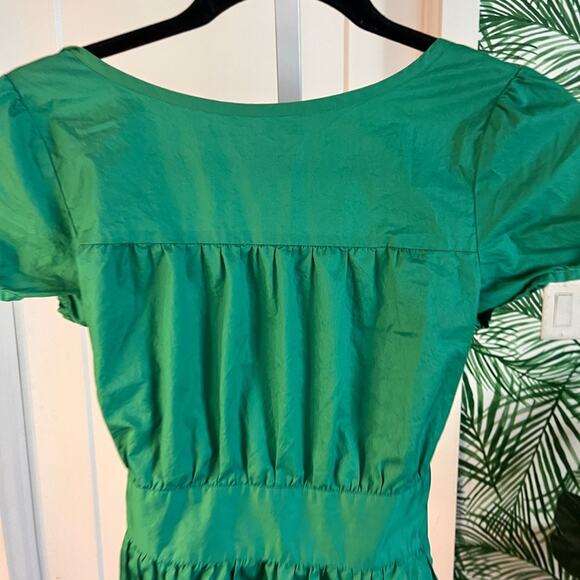 Theory Kelly Green Cotton Open Back Mini Dress Size 4 - Picture 3 of 10